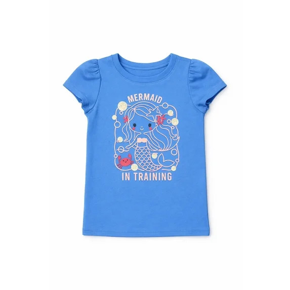 Wonder Nation Toddler Girls Graphic Tee with Puff Sleeves, Sizes 18M–5T | Walmart (US)
