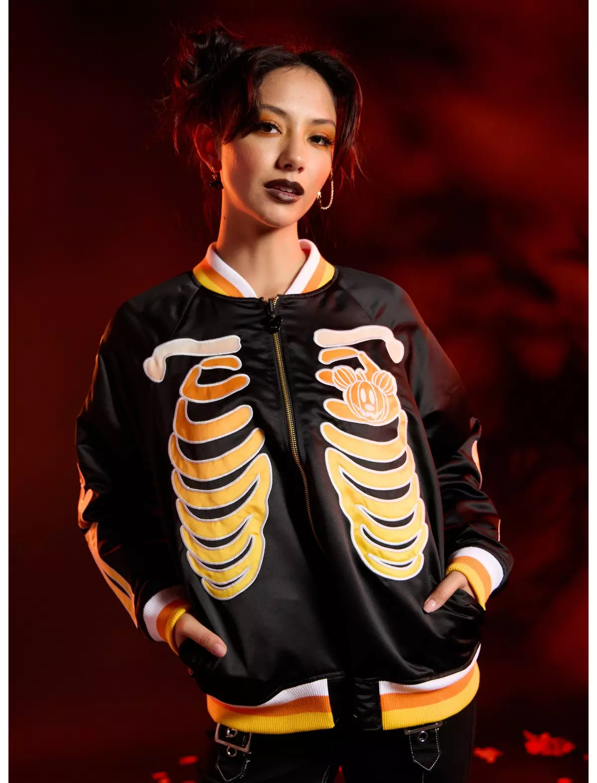 Her Universe Disney Halloween Glow-In-The-Dark Reversible Girls Varsity Jacket | Hot Topic | Hot Topic