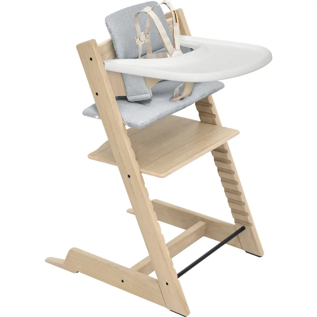 Tripp Trapp® Highchair², Cushion & Stokke® Tray in Whitewash W/Anthracite at Nordstrom | Nordstrom
