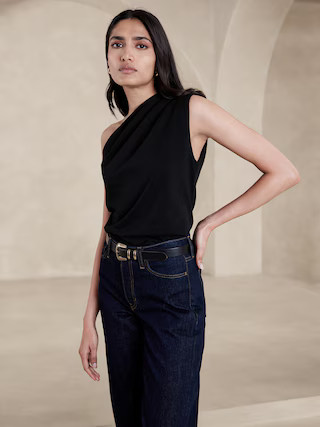 One-Shoulder Heavy Cotton Tank | Banana Republic (US)