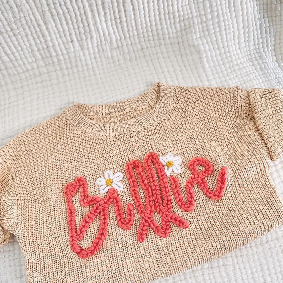 Hand Embroidered Name Sweater for Toddlers Custom Name - Etsy | Etsy (US)