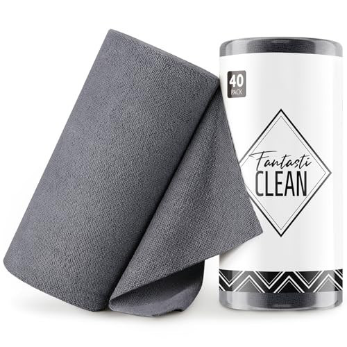 Fantasticlean Microfiber Cleaning Cloth Roll -40 Pack, Tear Away Microfiber Towels, 12" x 12", Reusable, Washable, Scratch Free, Ultra Absorbent for All-Around Cleaning Supplies (DimGrey) | Amazon (US)
