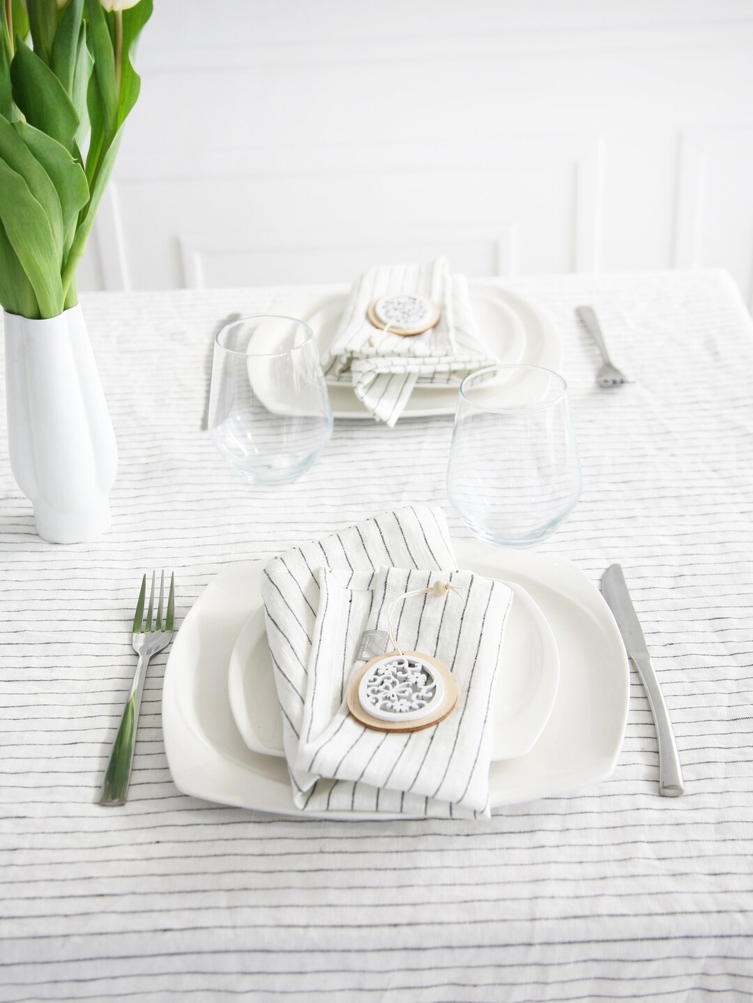 Soft Easter Tablecloth From Striped Linen | Handmade Striped Boho Linen Tablecloth | Natural Eco-... | Etsy (CAD)