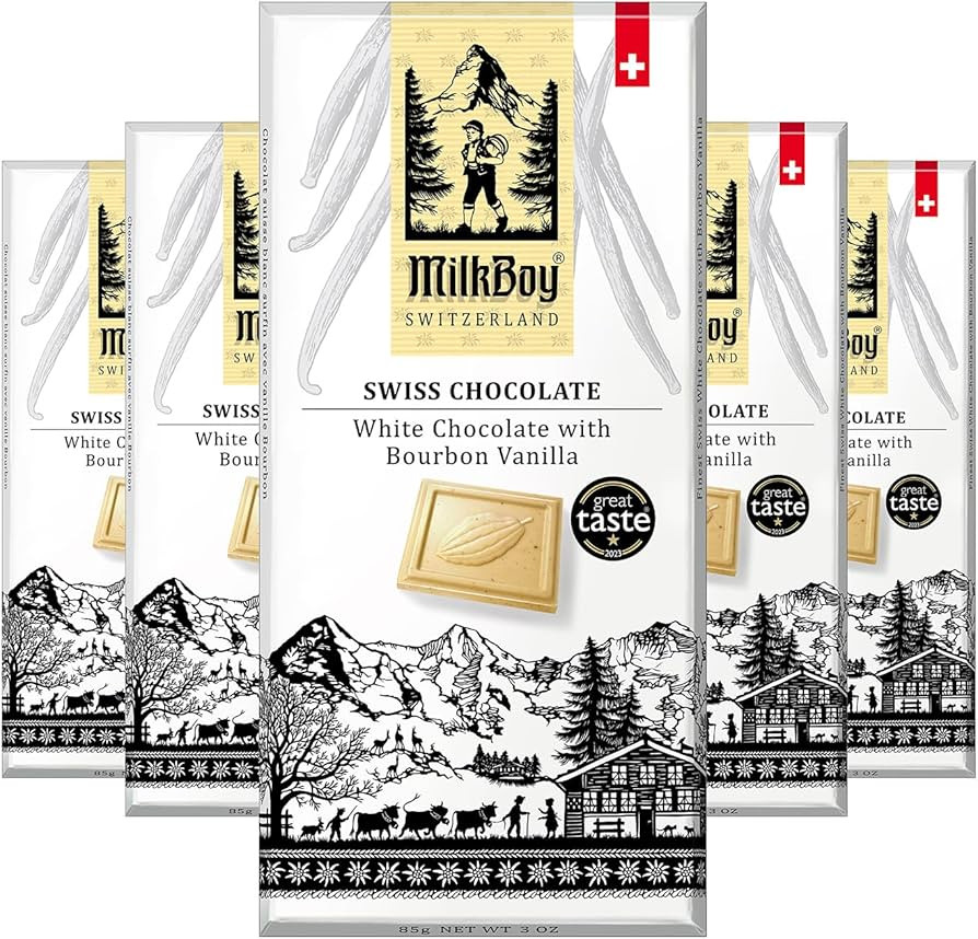 Milkboy Swiss White Chocolate Bars - Gourmet Bourbon Vanilla Chocolate Bars - Made with Pure Natu... | Amazon (US)