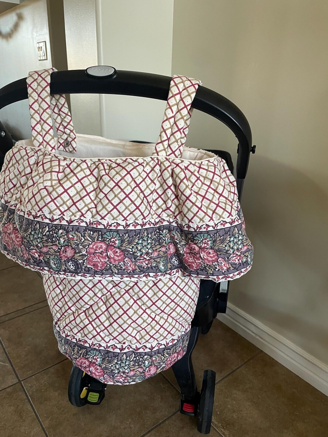 Quilted Stroller Bag Ruffle Stoller Caddy Bag/ Removable Stroller Caddy/ Stroller Organizer Bag/r... | Etsy (US)