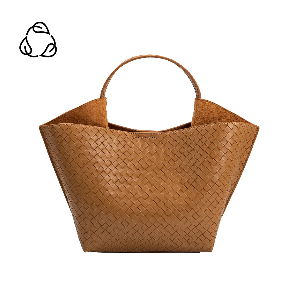 Tan Terri Small Recycled Vegan Leather Top Handle Bag | Melie Bianco