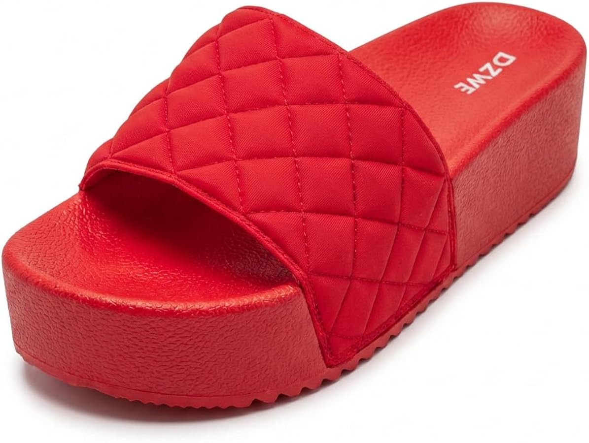 Platform Sandals Women Quilted Slide, Summer Sandals for Women Open Toe, Beach Sandals Cushioned ... | Amazon (US)