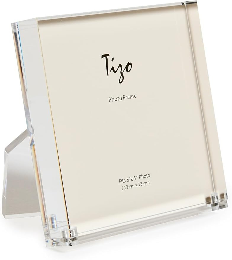 TIZO Design Vertical 5x5 Lucite Picture Frame, Durable 1 Inch Thick Clear Lucite & Magnetic Closu... | Amazon (US)