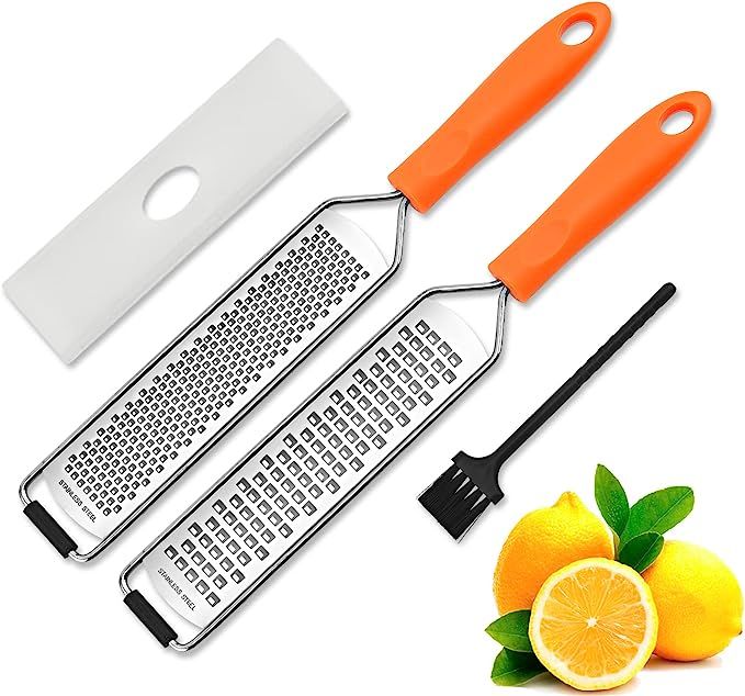 Cheese Grater Lemon Zester Set of 2, ISZW Zester Grater with Handle, Stainless Steel Grater Citru... | Amazon (US)