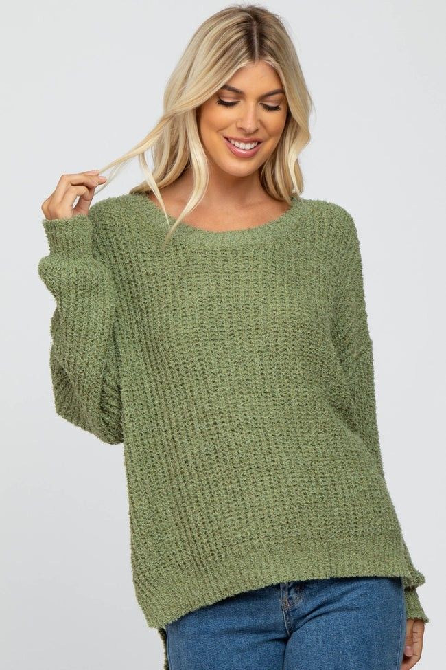 Olive Dropped Shoulder Sweater | PinkBlush Maternity