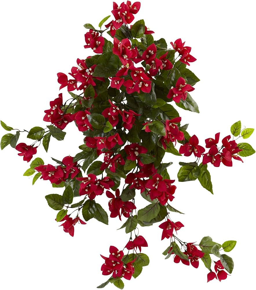 Nearly Natural 28” Bougainvillea Hanging Bush Artificial (Set of 2) UV Resistant (Indoor/Outdoo... | Amazon (US)
