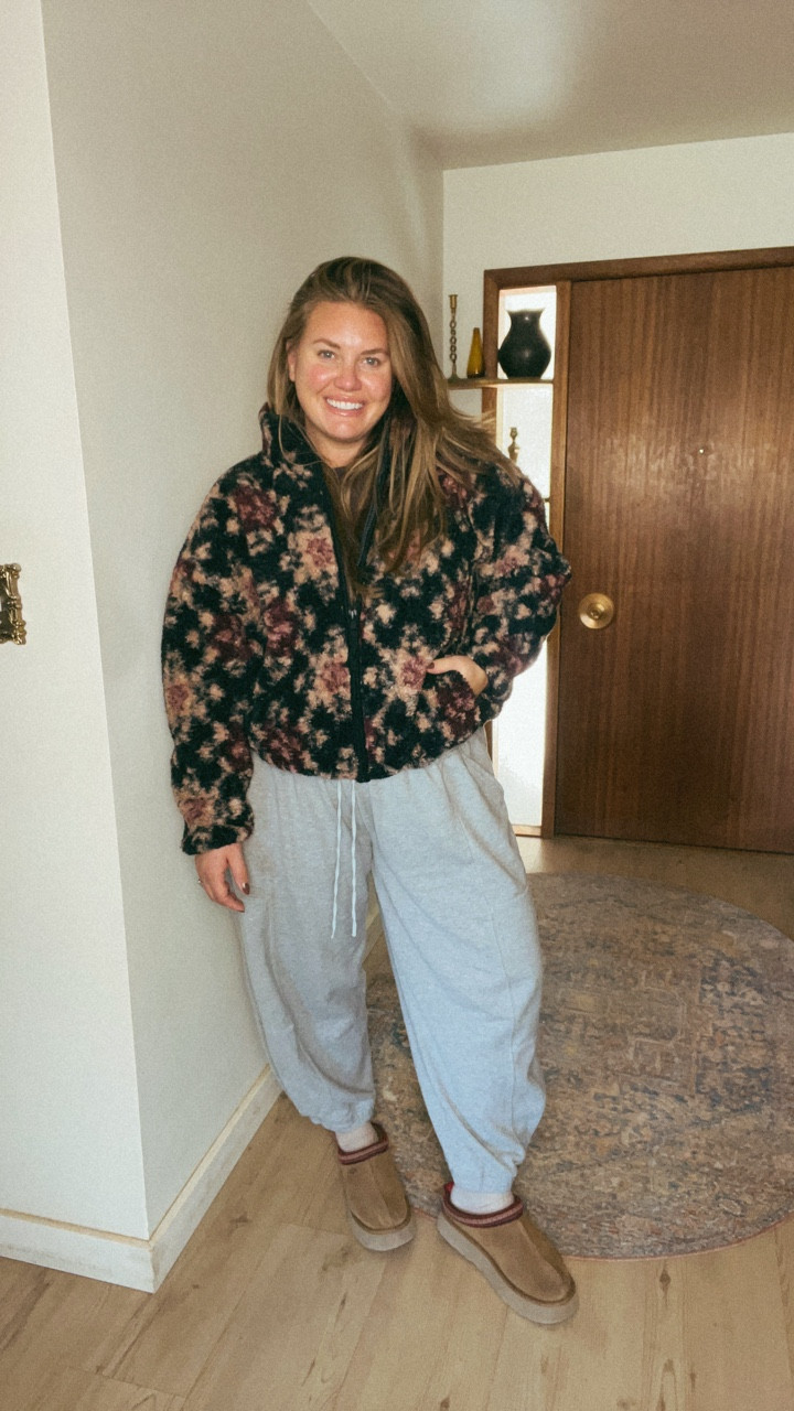 Sunday cozies! Love love love this fleece jacket! I wish you could feel how soft it is. I did an xl. My Uggs are my favorite fall/winter shoe. I size up one for the best fit with socks. 

#LTKMidsize #LTKSeasonal #LTKStyleTip