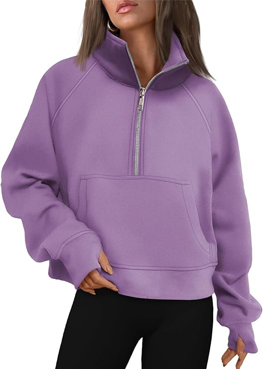 AUTOMET Womens Sweatshirts Half Zip Cropped Pullover Fleece Quarter Zipper Hoodies 2025 Fall Fash... | Amazon (US)