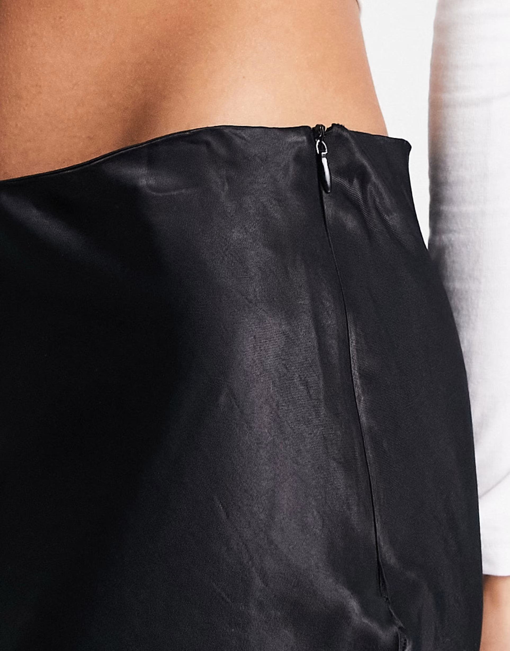 Stradivarius satin midi slip skirt in black | ASOS (Global)
