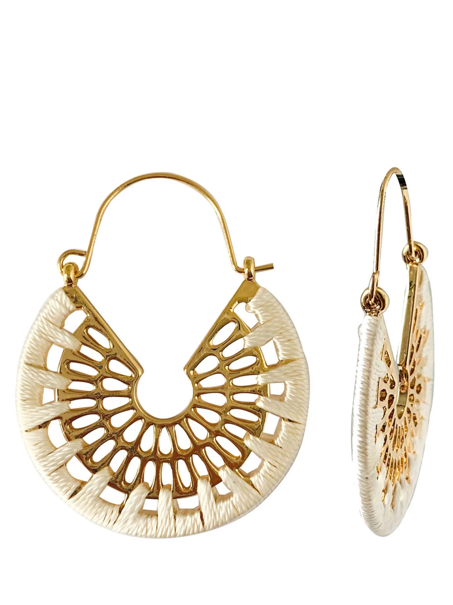 Time And Tru Eb White Filagree Thread Hoop Earrings - Walmart.com | Walmart (US)