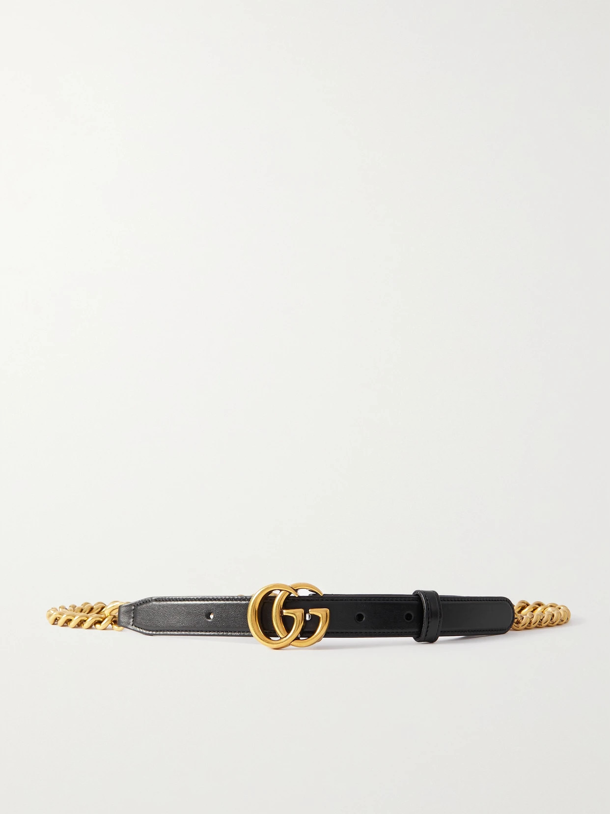 Gucci - Gg Marmont Gold-tone And Leather Belt - Black | NET-A-PORTER (US)