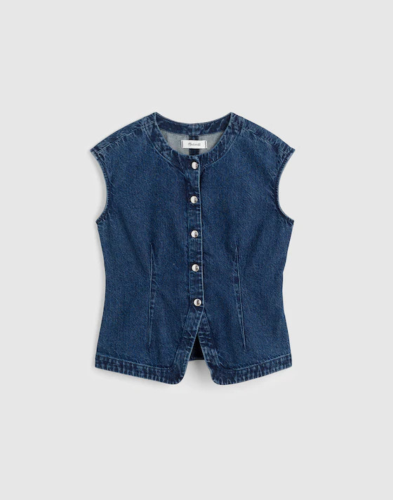 Denim Cap-Sleeve Vest in McKinney Wash | Madewell