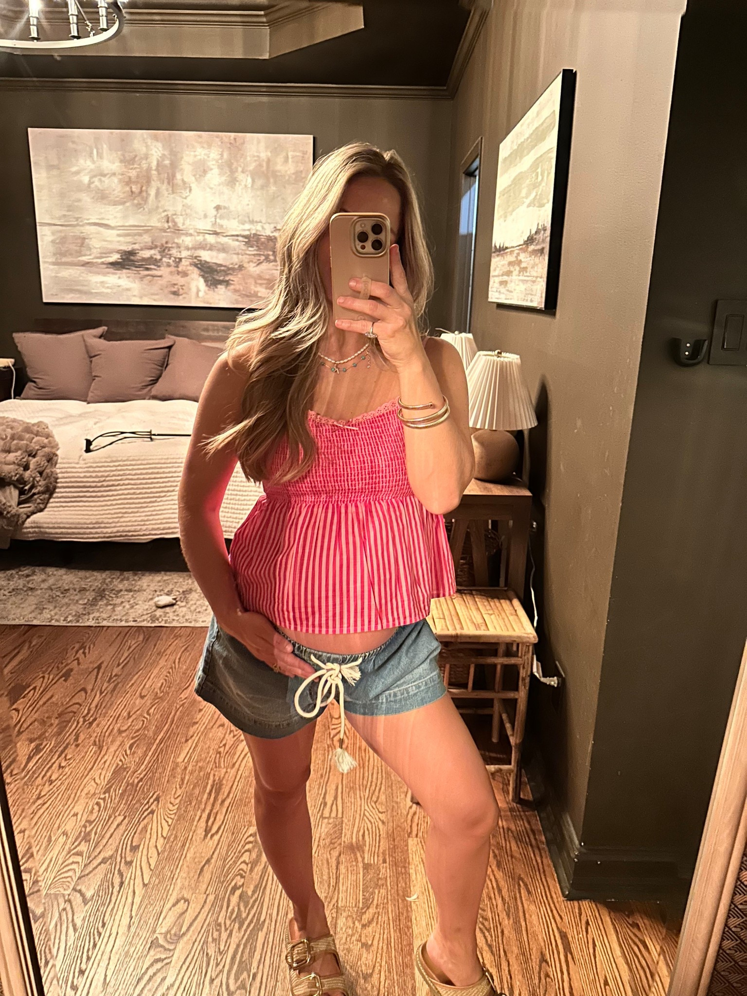 Walmart bump friendly!!!! These elastic and drawstring shorts are soooo good and only $18!! This baby doll tank was so comfy too! Wearing mediums in both! 

#LTKootd #LTKBump #LTKgrwm