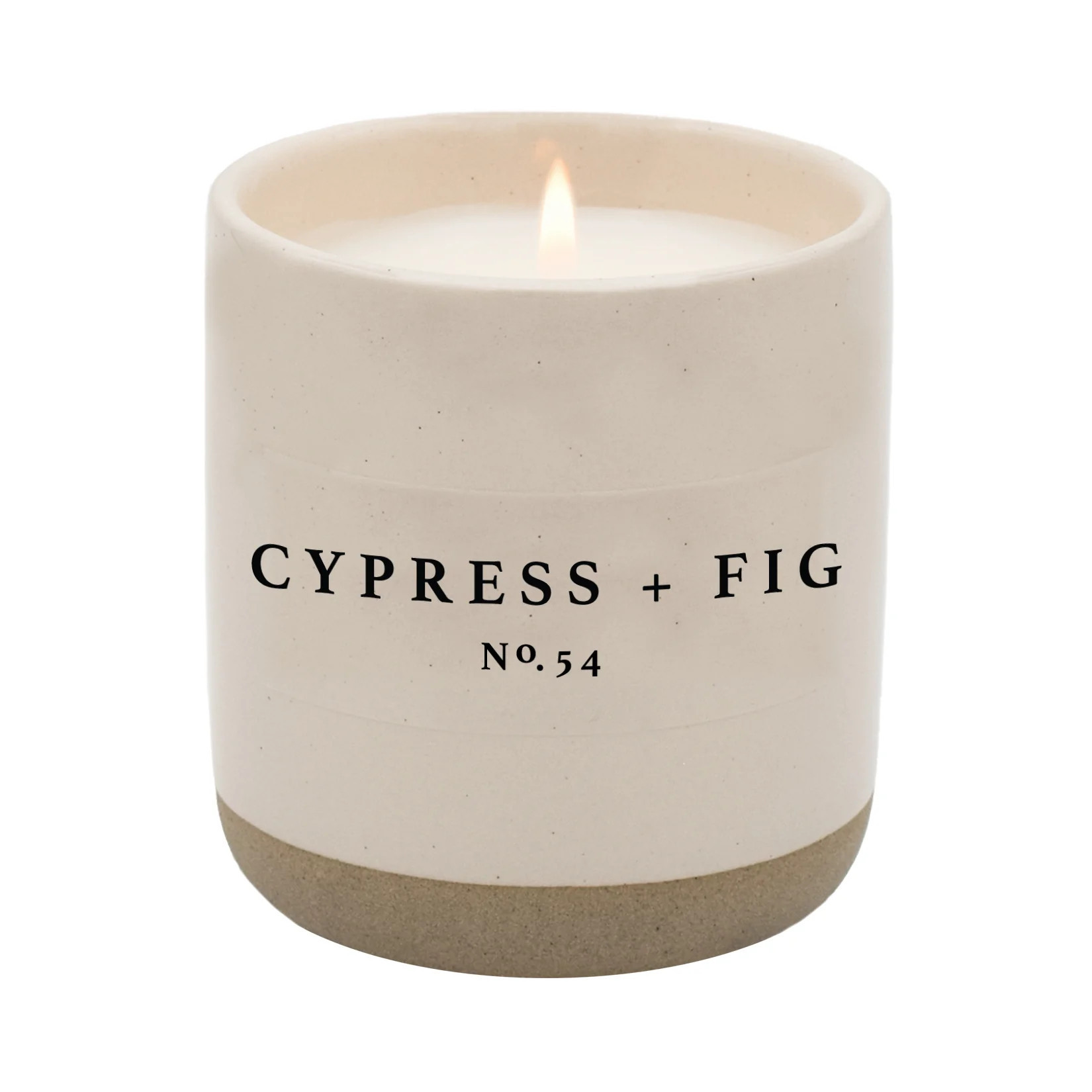 Cypress and Fig Soy Candle - Cream Stoneware Jar - 12 oz | Sweet Water Decor, LLC