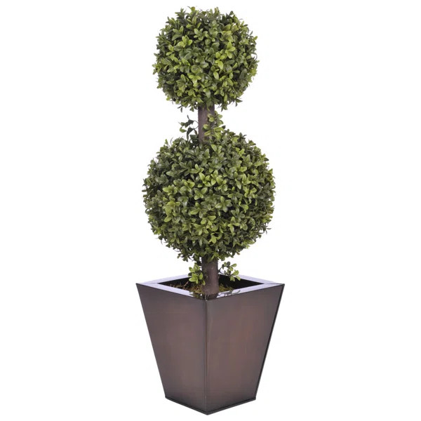30'' Faux Boxwood Topiary in Metal Planter | Wayfair North America