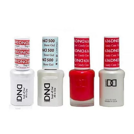 DND Daisy Nail Design Gel Polish 4ct Combo - Base No Cleanse Top Coat Gel & Lacquer - Candy Cane 636 | Walmart (US)