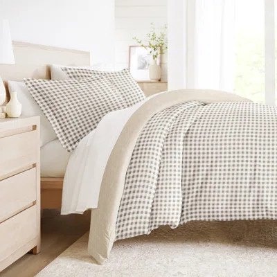 Duvet Cover Set Patterned Microfiber Ultra Soft Bedding in Gingham Check | Wayfair North America