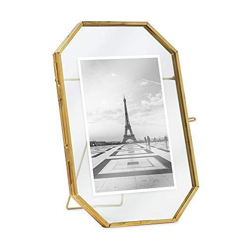 Isaac Jacobs 4x6, Antique Gold, Vintage Style Octagon Brass and Glass, Metal, Floating Desk Photo... | Amazon (US)
