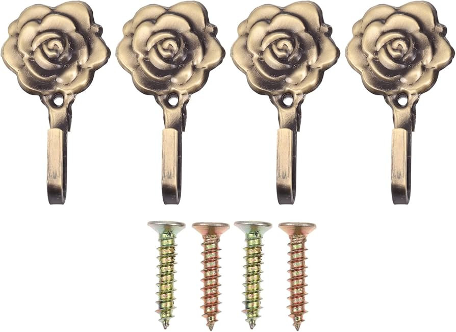 EXCEART Entryway Hooks 4Sets Rose Wall Hooks Racks Metal Flower Curtain Holdbacks Clothes Bath To... | Amazon (US)