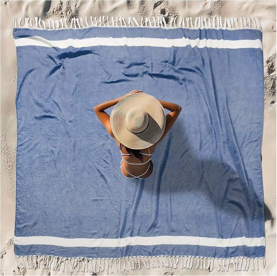Oversized Turkish Beach Towel Blanket XXL Cotton Sandproof Towels Boho Woven Extra Large Big Sand... | Amazon (US)