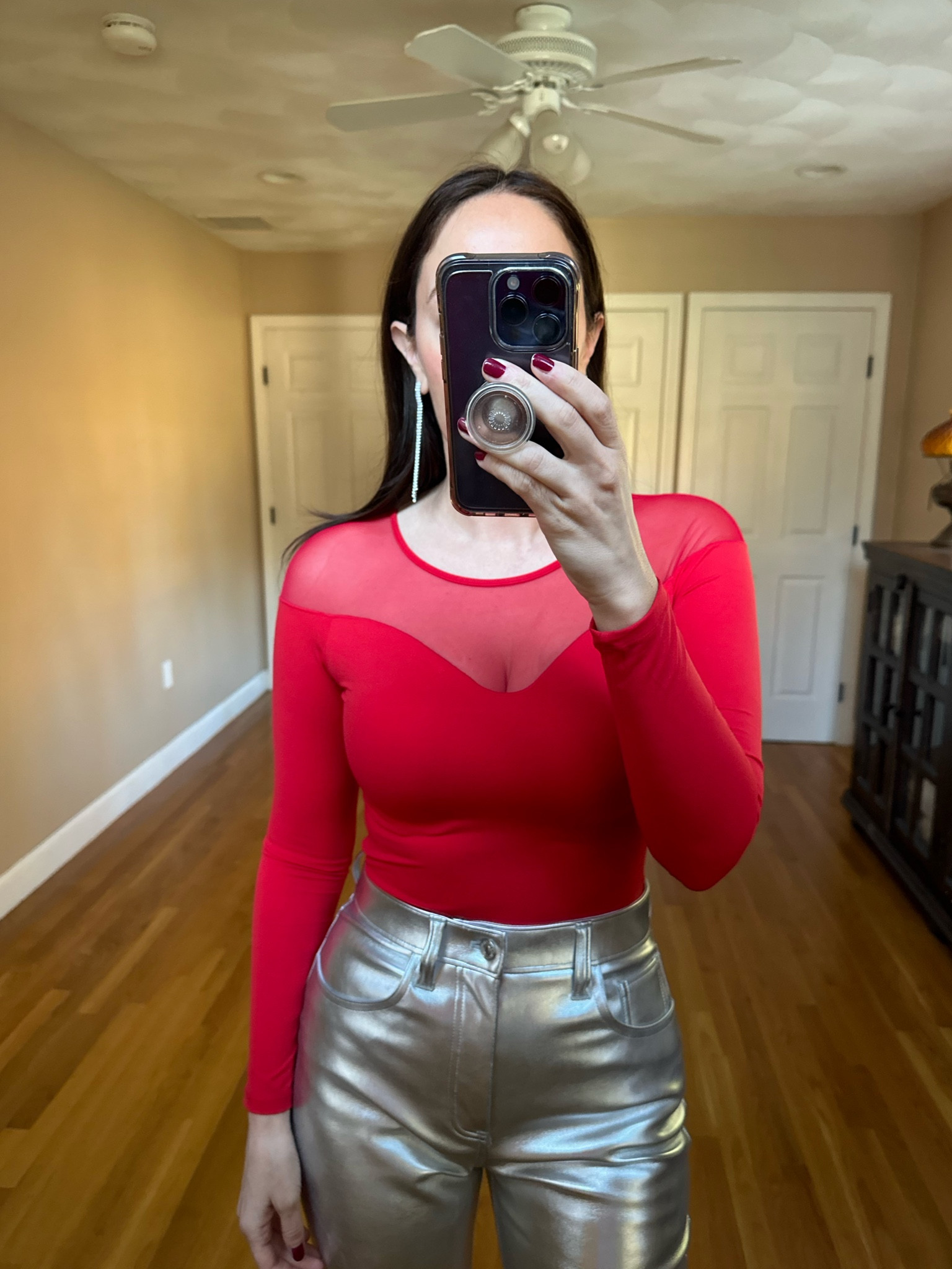 Perfect holiday outfit 

Top - Amazon and true to size 

Pants - true to size. Wearing a short (I am 5’3”)