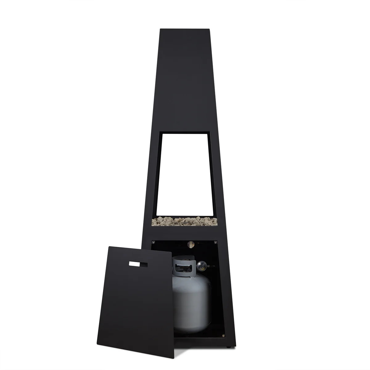 Ferro 70" Metal Chiminea Fire Pit With Hidden Propane Tank In Black By Real Flame | Wayfair North America
