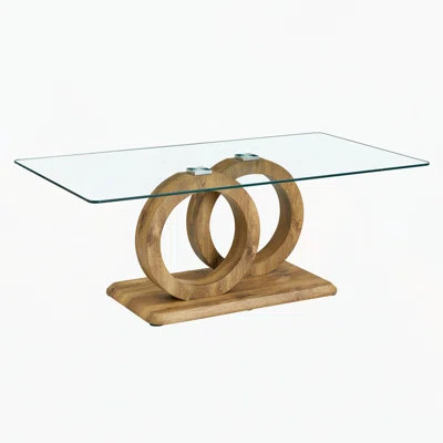 Contemporary Style Glass-Top MDF Coffee Table with Base - Suitable for Living Rooms and Lounge Areas, Product Dimensions are 47.2*25.6*17.8Inches | Wayfair North America