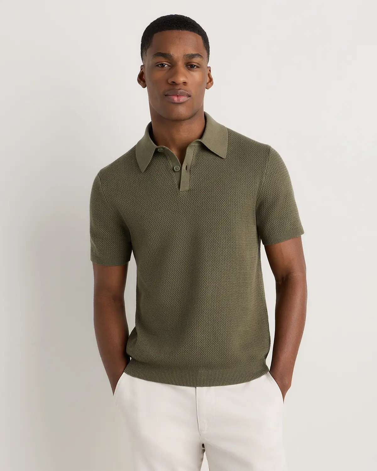 100% Organic Cotton Mesh-Stitch Sweater Polo | Quince