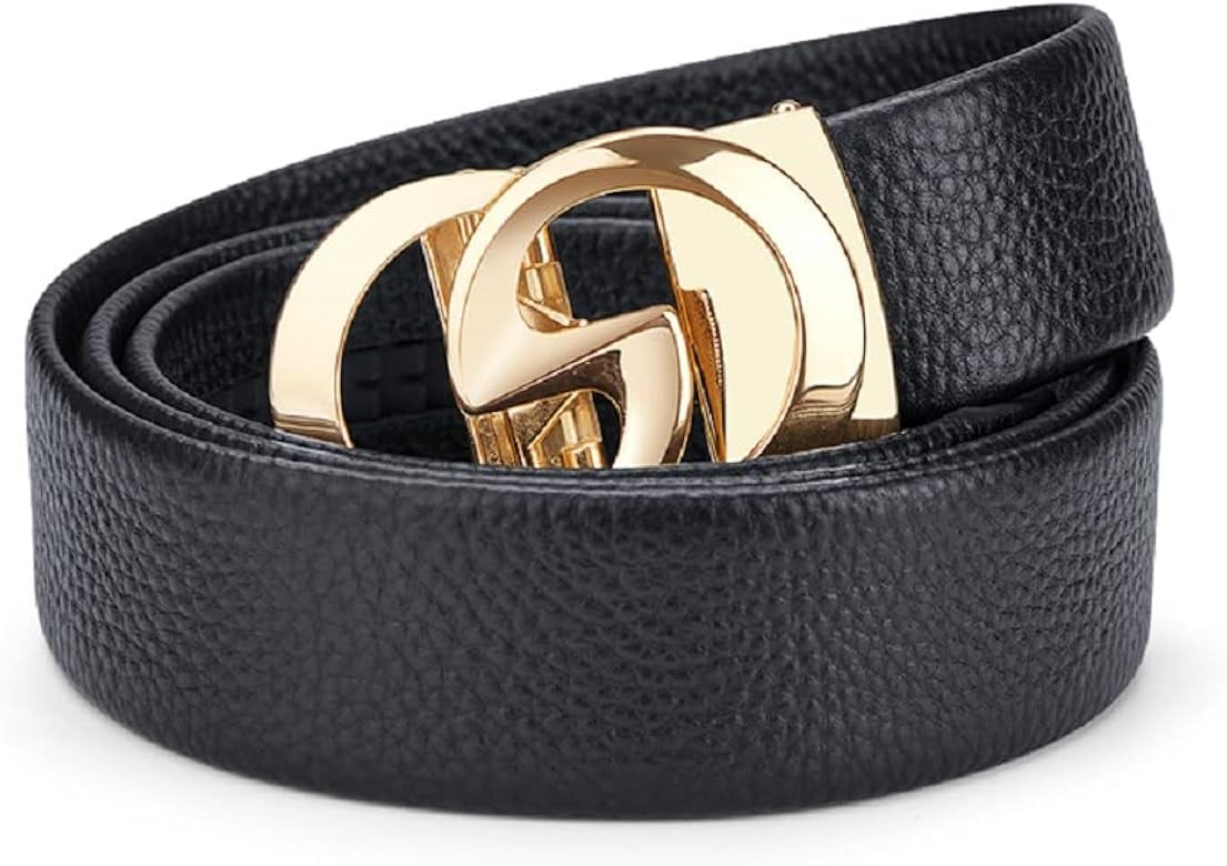 VANNANBA Leather Ratchet Belts for Men Design Dress Belts Automatic Buckle with Gift Box | Amazon (US)