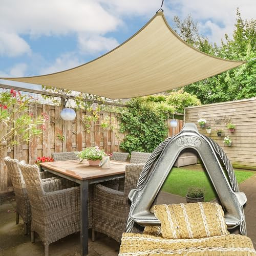 Royal Shade Heavy Duty 12' x 16' Beige Sun Shade Rectangle Pro Ring Shade Sail, 260 GSM Commercial Grade UPF50 Sunshade, Reinforced Corners & Edges - 5 Years Warranty (We Make Custom Size) | Amazon (US)