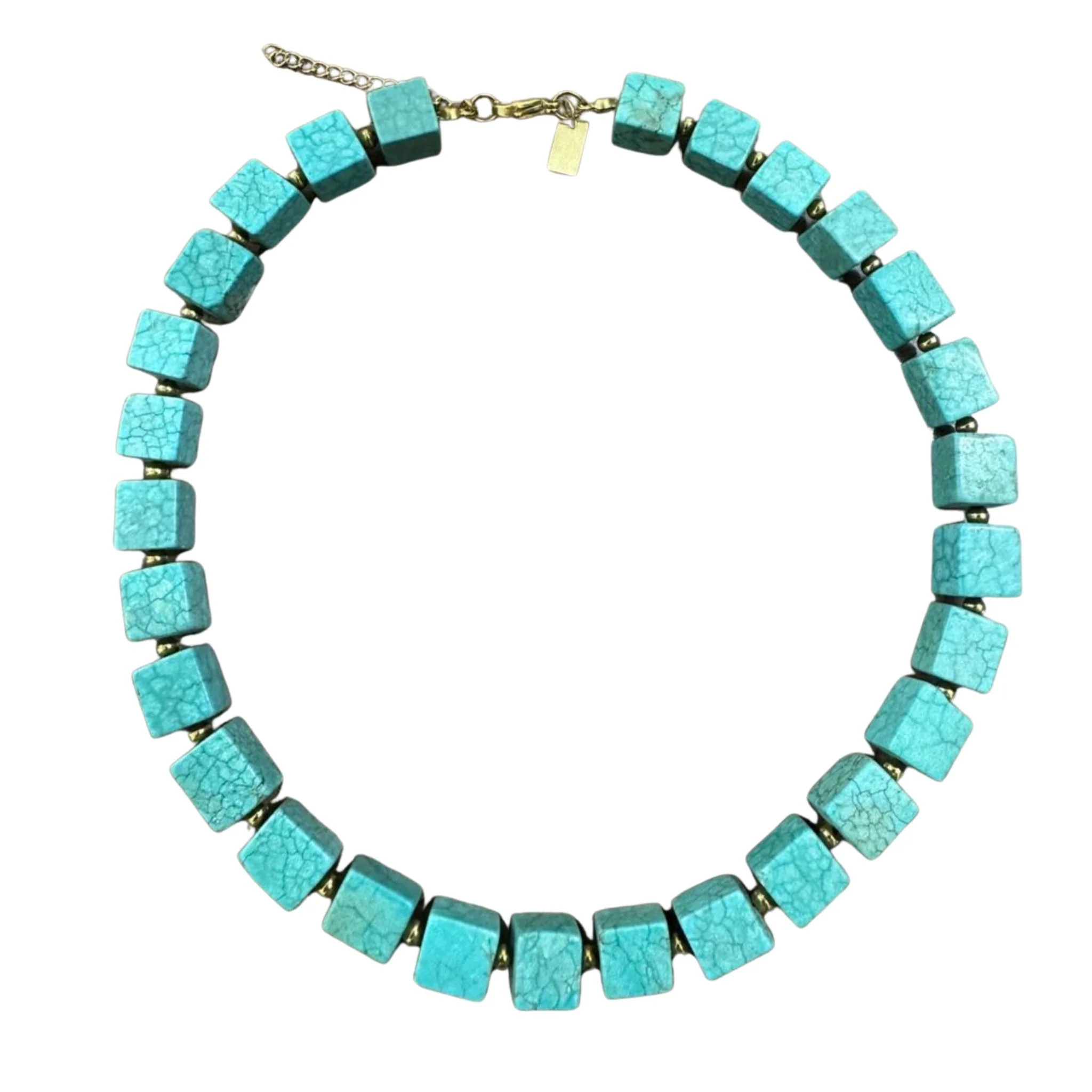 Laguna Turquoise Square Beaded Necklace | Christina Greene LLC