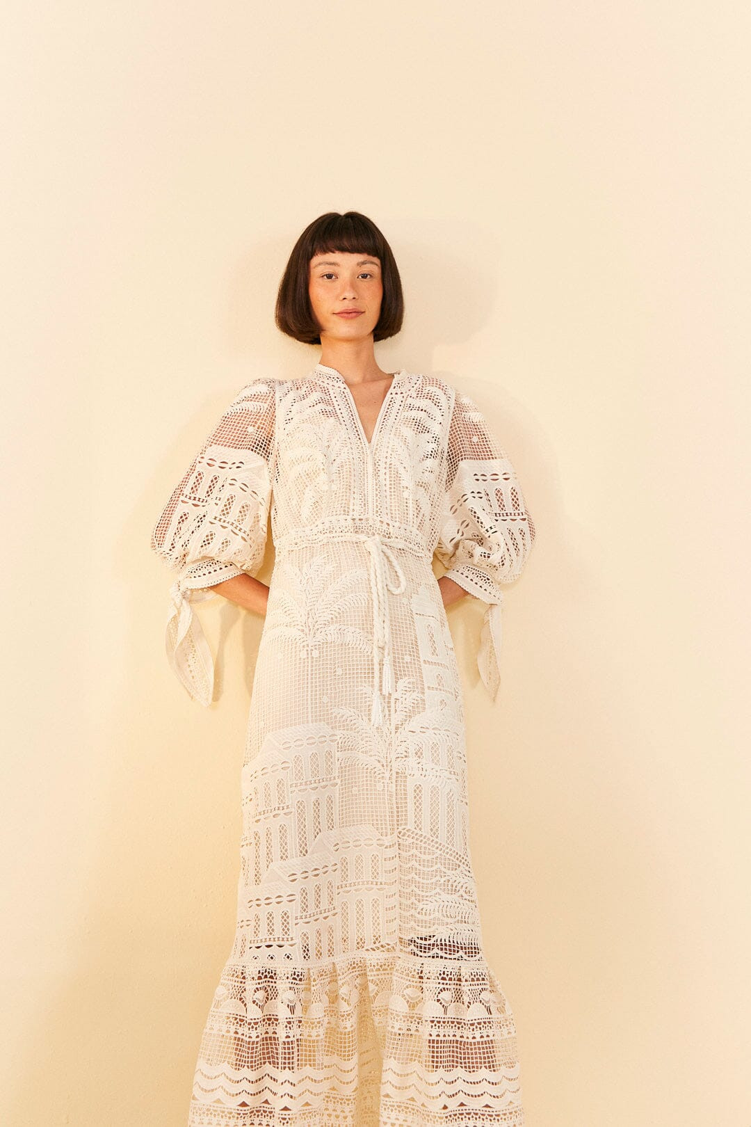 Off-White Morada Boa Guipure Dress | FarmRio (US)