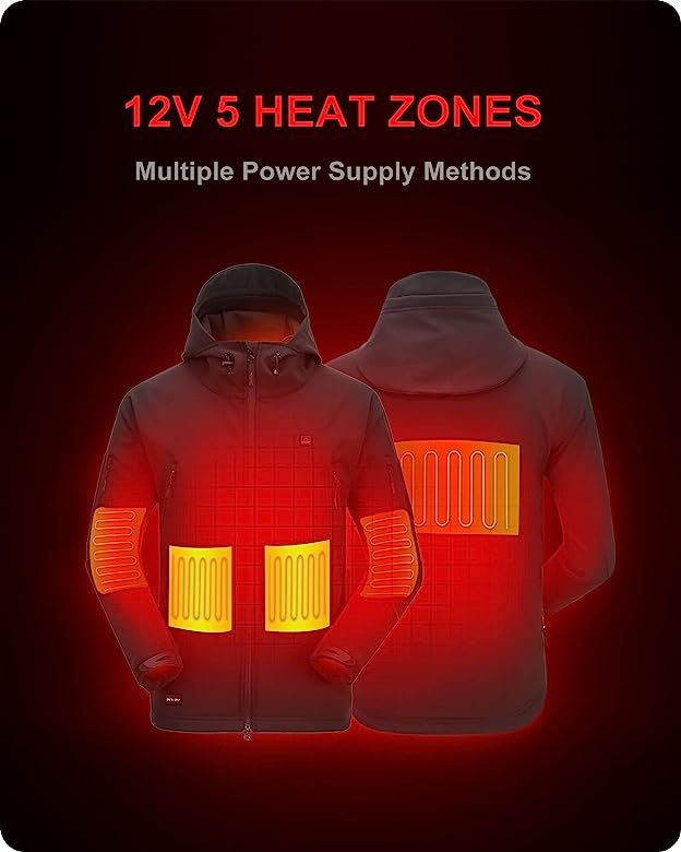 DEWBU Heated Jacket with 12V Battery Pack Winter Outdoor Soft Shell Electric Heating Coat | Amazon (US)