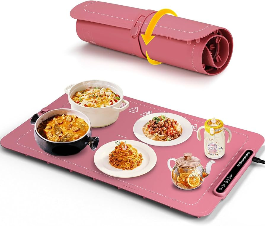 Food Warming Mat, Full Surface Heating Silicone Electric Warming Tray with 3 Level Temperature Se... | Amazon (US)