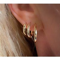 Gold Hoops | Lightweight Everyday Earrings Gift For Her | Etsy (US)