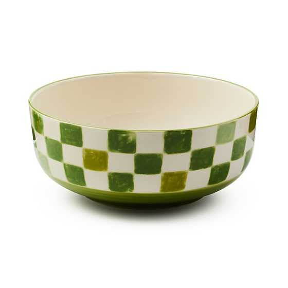 Green Check Serving Bowl | MacKenzie-Childs