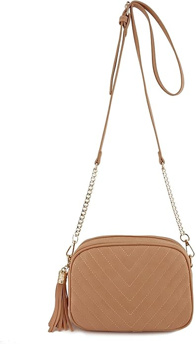 Simple Shoulder Crossbody Bag With Metal Chain Strap And Tassel Top Zipper | Amazon (US)