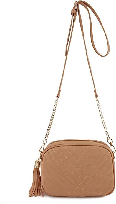 Simple Shoulder Crossbody Bag With Metal Chain Strap And Tassel Top Zipper | Amazon (US)