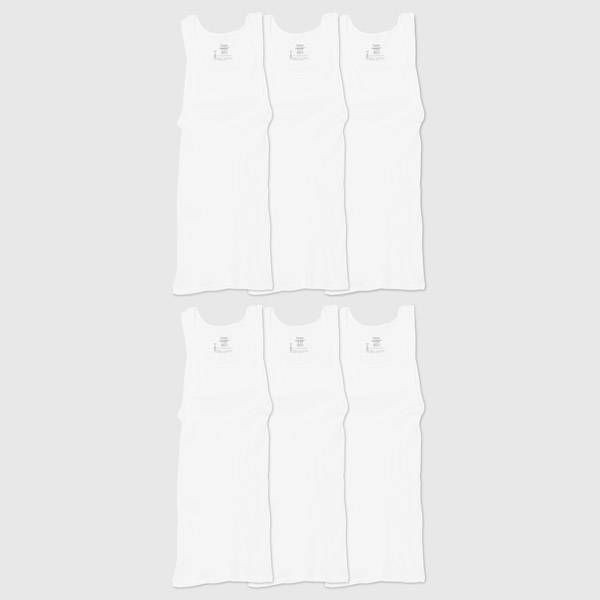 Hanes Men's 6Pk Tanks - White | Target