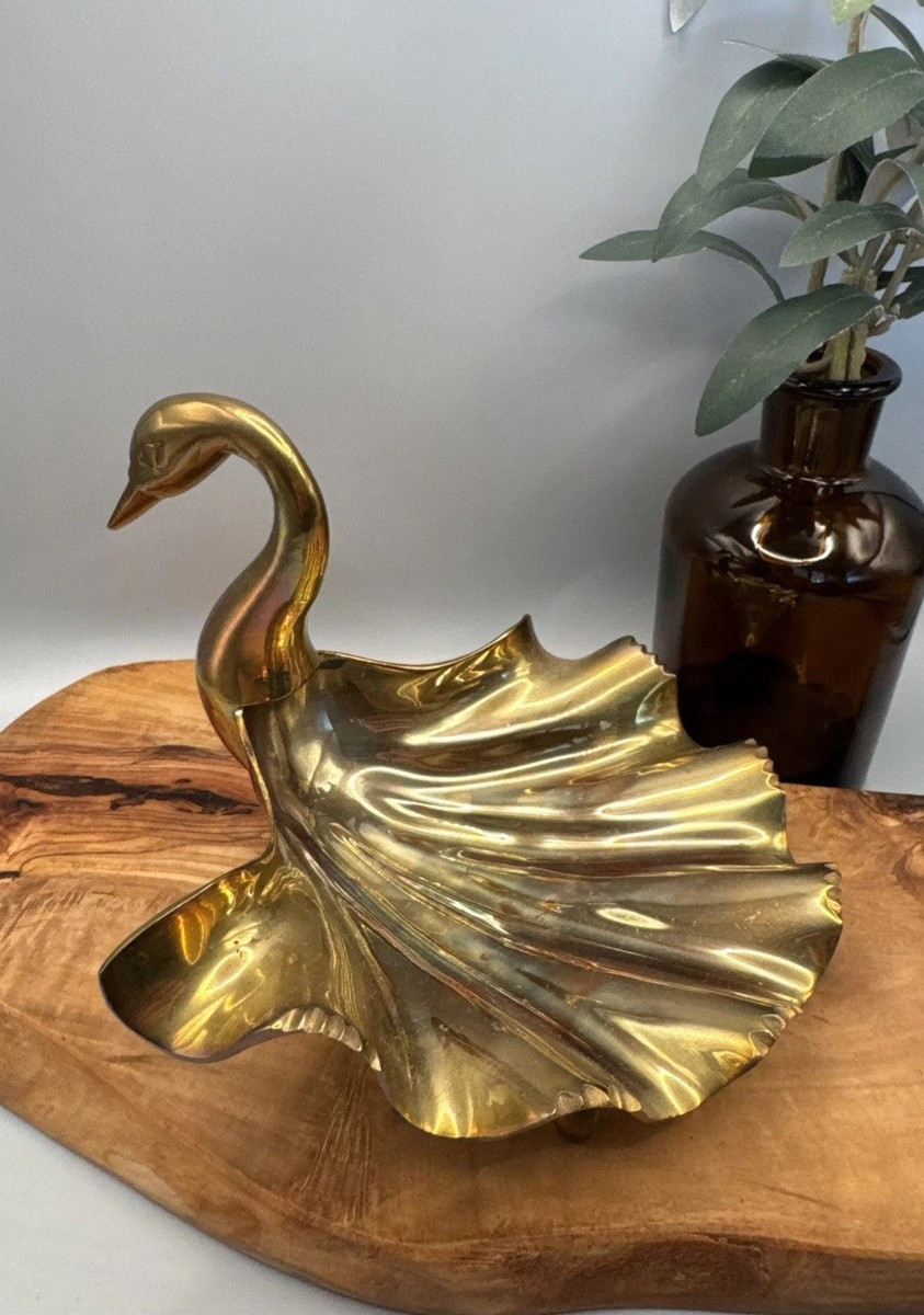 MCM Brass Swan Trinket Soap Jewelry Candy Dish Holder Footed | eBay US