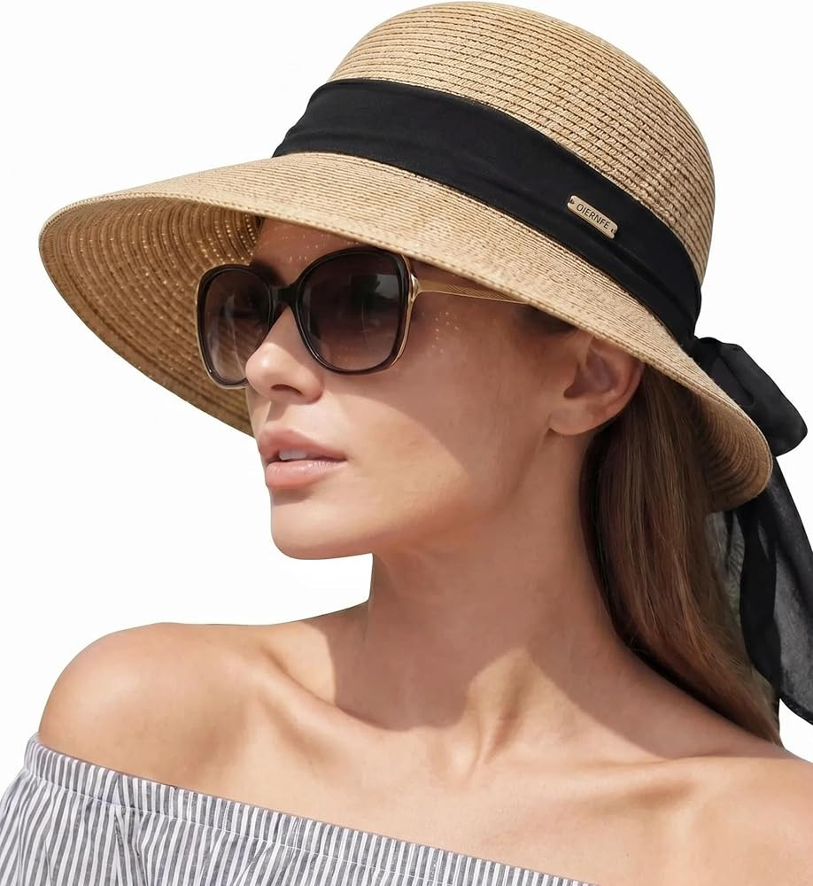 Packable Floppy Sun Hat for Women, Wide Brim Foldable Beach Hat with Soft Sweatband for Sun Prote... | Amazon (US)