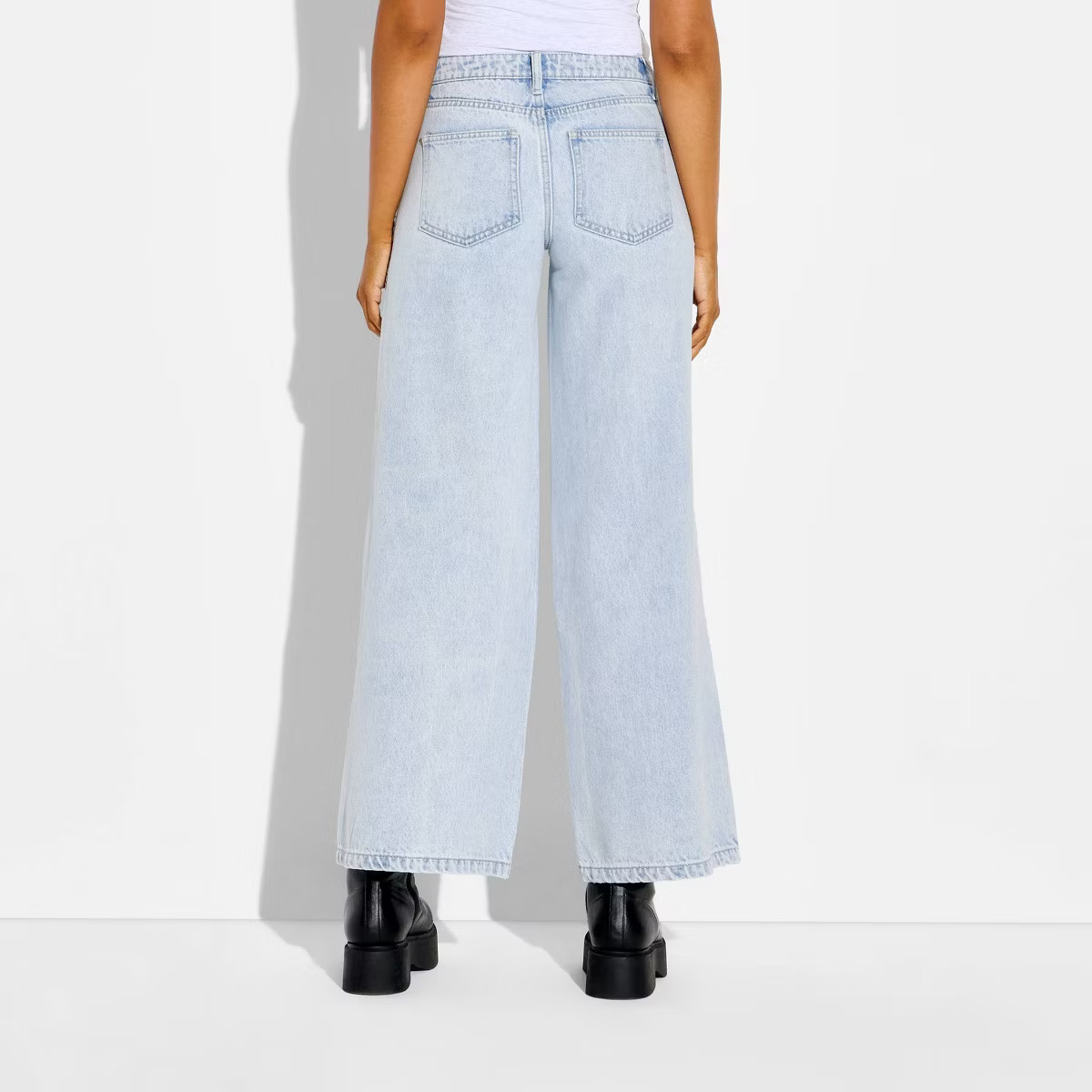 Women's Mid-Rise Ultra Wide Leg Baggy Jeans - Wild Fable™ Light Wash 8 | Target