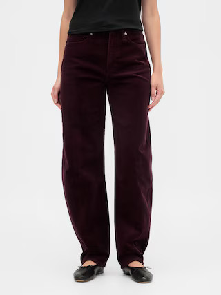 High Rise Barrel Corduroy Pants | Gap Factory