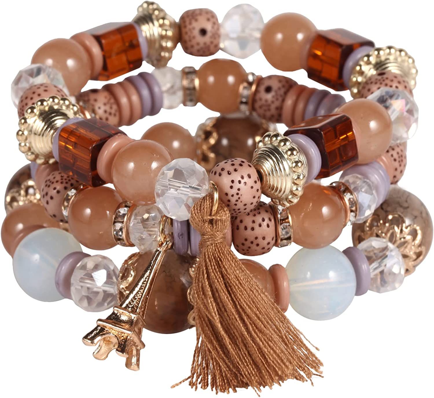 Solosoya Bohemian Boho Stackable Bracelets for Women Set, Girls Stretch Multilayer Stack Beads Co... | Amazon (US)