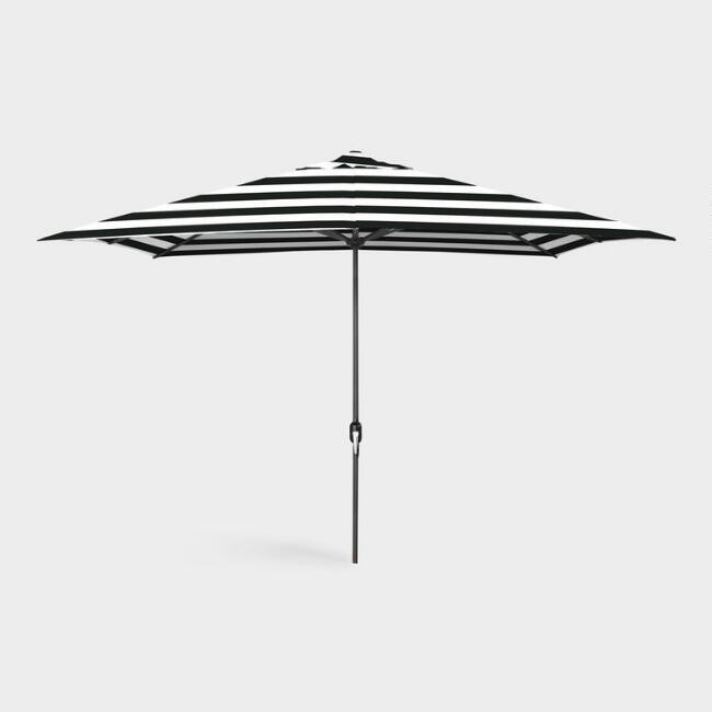 Black Stripe Rectangular Patio Umbrella | World Market